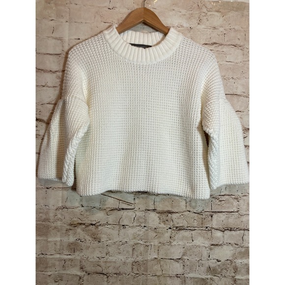 French Connection Boxy Sweater Womens XS Cream Oversized Bell Sleeve Soft Girl - Picture 1 of 12